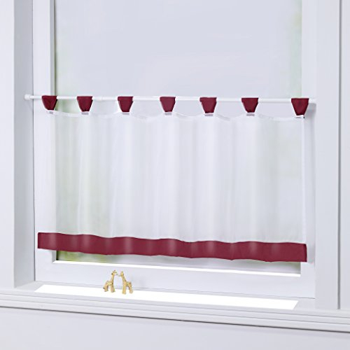 Joyswahl Bistrogardine Voile Schlaufen Scheibengardine Mia Küchen Transparenter Vorhang HxB 45x90cm Winerot 1er Pack
