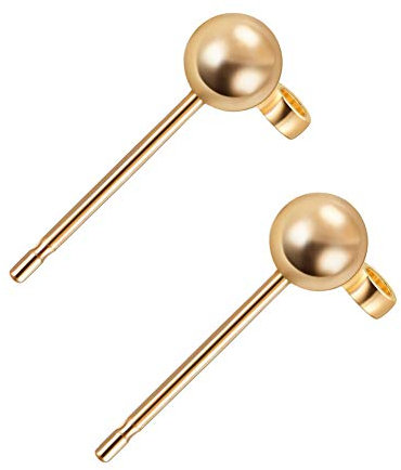 BENECREAT 60 PCS Orecchini Placcato Oro Reale Accessori per Gioielli Fai-da-Te Chiodo in Ottone Palla con Anello Color Oro 13x3mm