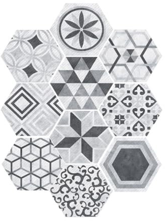 VOSAREA Carrelage Autocollants Hexagonal Style Industriel Anti-Slip Auto-Adhésif Amovible Sticker Mur