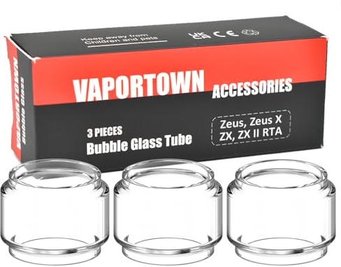 Vaportown Spare Bubble Glass Tube für GeekVape Zeus X RTA & Zeus Dual RTA Tank Transparent Fatboy Extension Replacement Bulb Glas (3 Stück)