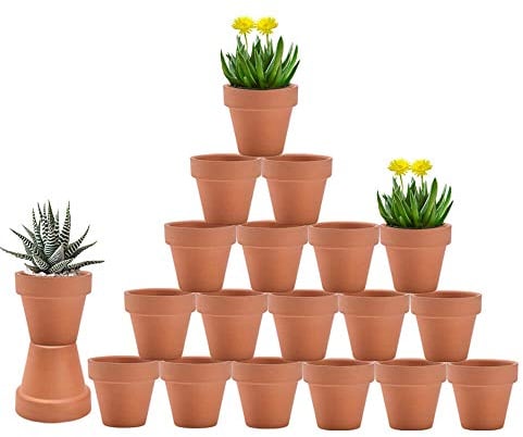 vensovo Lot de 20 pots de fleurs en terre cuite de 7,6 cm avec drainage - Pots de fleurs en argile pour plantes grasses, travaux manuels, cadeaux de mariage