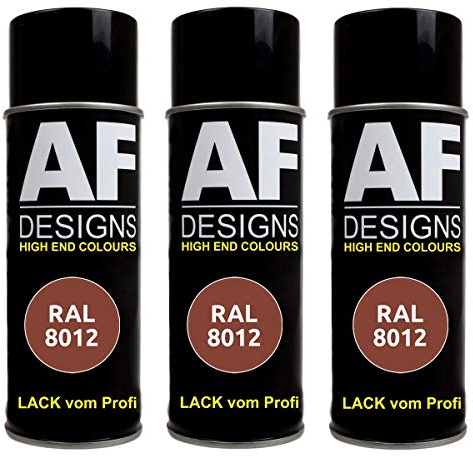 Alex Flittner Designs 3x RAL Lackspray Autolack Buntlack Spraydose RAL8012 ROTBRAUN matt