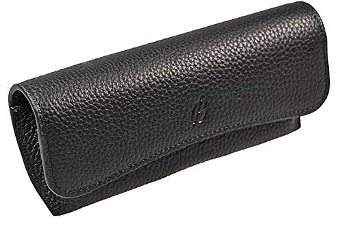 GoBago Klassisches Brillenetui Leder Brillentasche Lederetui für Brille (Schwarz)