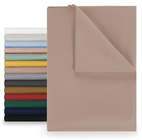 Blumtal® Basic Betttuch 220x275 cm für Matratzen 140x200 cm - Bettlaken ohne Gummi - Oeko-TEX zertifiziertes Betttuch ohne Gummi - Leintuch aus gebürstetem Microfaser - Leintuch 140x200 cm in Taupe