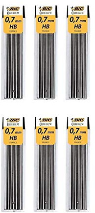 BIC Lot de 6 Etuis de 12 mines pour porte-mines Critérium 0,7 mm HB