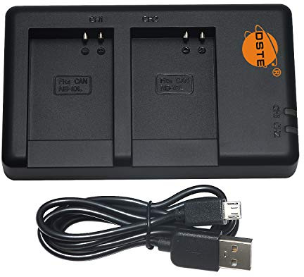 DSTE USB Dual Akkuladegerät Kompatibel mit Canon NB-10L Batterie als CB-2LC - Versorgung über Micro-USB zu USB-A 2.0-Ladekabel