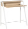 HOMCOM Schreibtisch, Computertisch mit Ablage und Kabel Management, moderner Schreibtisch mit Metallgestell für Arbeitszimmer, Schlafzimmer, Home Office, 84 x 45 x 85 cm, Weiß+Eiche