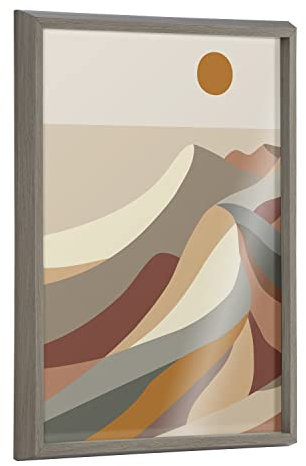 Kate and Laurel Blake MCM Mountains 1a Gerahmtes gedrucktes Glas von Rachel Lee of My Dream Wall, 45,7 x 61 cm, Grau