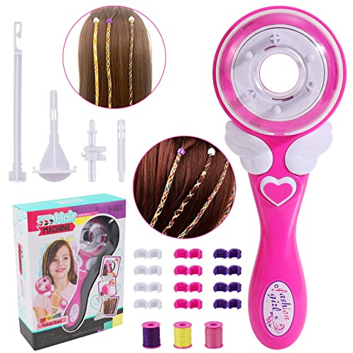 Automatic Hair Braider, Hair Bedazzler Kit, Rosa Automatische Elektrische Haarflechtmaschine, Automatic Braiding Device DIY Magic Hair Styling Tools für Mädchen Geschenk Spielzeug