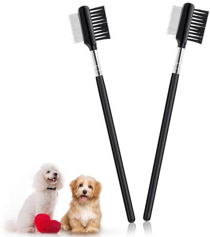 TIESOME Lot de 2 peignes à deux côtés pour enlever les taches de larmes de chien et chat - Pour enlever les croûtes et le mucus