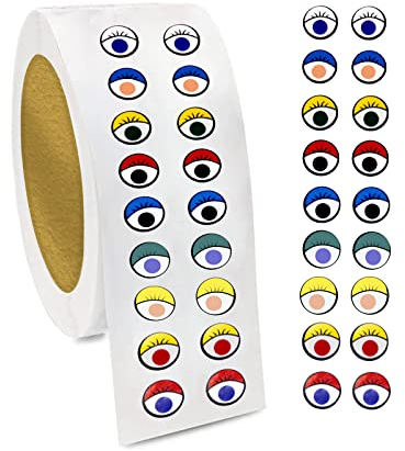 BLMHTWO 2000 Pieces Eye Stickers Large Googly Eyes Self Adhesive Stickers Labels Colorful Cartoon Wiggle Eye Stickers Eyeball Stickers for DIY Crafts Scrapbook Notebook Party Favor