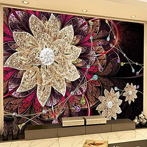Fleur De Diamant De Luxe Abstrait Papier Peint 3D Décoration Salon Décoration Murale Murale Chambre À Coucher 3D Papier Peint Coller Salon Le Mur Pour Chambre Murale 140 (largeur) x 70 (hauteur) cm