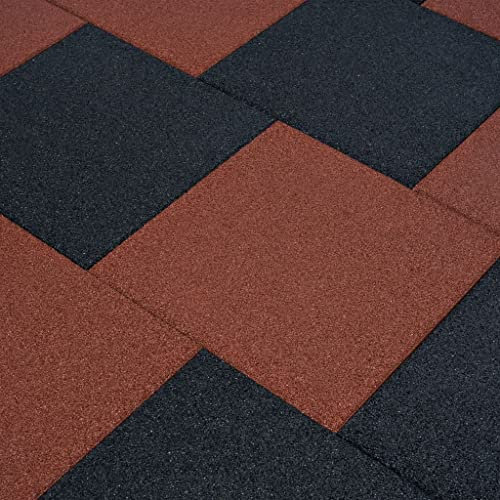 Lot de 6 dalles de protection contre les chutes en caoutchouc Rouge 50 x 50 x 3 cm
