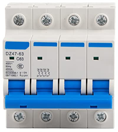 Interruttore Automatico DZ47-63 4P 63A 6KA 4P 400V con Interruttore Pneumatico per Protezione Contro le Perdite, Adatto per Decorazione, Tecnologia