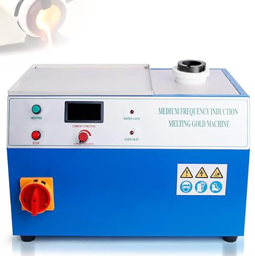 UIHECTA Machine De Fusion d'or Commerciale De 2 Kg, Four De Fusion d'or à Induction à FréQuence InterméDiaire, 5 Minutes De Fusion Rapide, pour MéTal, Or, Argent, Cuivre, Aluminium