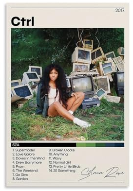 REOTTO Sza Ctrl Poster Dekorative Malerei Leinwand Wandkunst Wohnzimmer Poster Schlafzimmer Malerei,Wandkunst Bilddruck Moderne Familienzimmer Dekor 08x12inch(20x30cm)