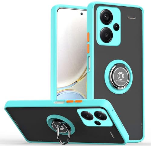 WBWONE Hülle für Xiaomi Redmi Note 13 Pro+ Plus 5G, TPU/PC Stoßfest Handyhülle mit Fingerring Stände, Durchscheinend Gefrostet Anti Fingerabdruck Schutzhülle. Himmelblau