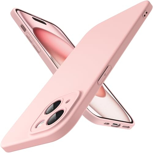 JETech Dünn Hülle für iPhone 15 6,1 Zoll mit Kameraschutz Eingebaut Schutzhülle, Ultra Slim Leicht Matt Finish Minimalistische Handyhülle (Rosa)