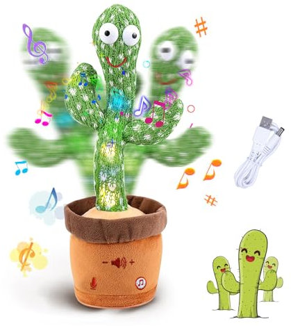 ARIEL-GXR Dancing Cactus Plush Toy, Creative Singing Talking Cactus Repeat What You Say Soft Funny Plush Interactive Toy Figures for Kids, Home Decoration