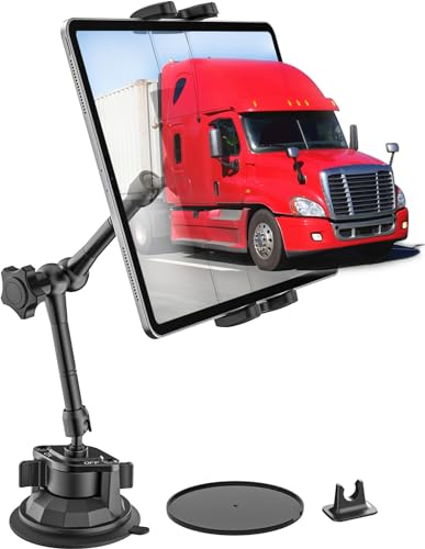 Dosvsi Tablet Halterung LKW Armaturenbrett, [Starke Vakuumsaugung] Heavy Duty Tablet Halterung Auto mit Flexibler Arm, KFZ Windschutzscheibe Clip für iPad Pro 12.9 Air Mini, Tab, Z Fold, 4-13'' Gerät