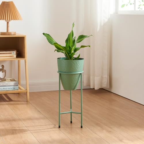 [en.casa] Porte-Plantes Style Intemporel avec Cache-Pot Support de Plantes pour Intérieur Bac à Fleurs pour Salon Chambre Métal 41 x 16 cm Vert