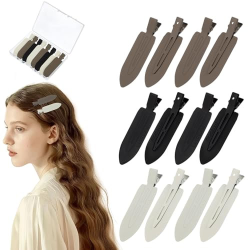 Lot de 12 pinces à cheveux sans pli, pinces à cheveux pour le maquillage pour femme et fille, classique