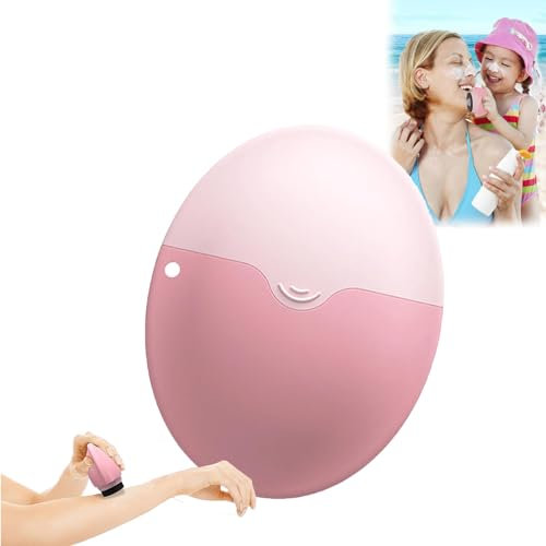 Applicateur de crème solaire Roll On rechargeable pour enfants - Rouleau de crème solaire rechargeable - Applicateur de lotion - Pinceau de protection solaire - Applicateur de lait solaire - Rose