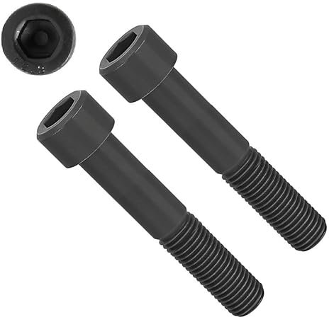 TERF® Lot de 2 vis à métaux à tête hexagonale M10 x 200 mm Noir Haute résistance Grade 12.9 Vis à métaux M10 (10 mm) x 200 mm