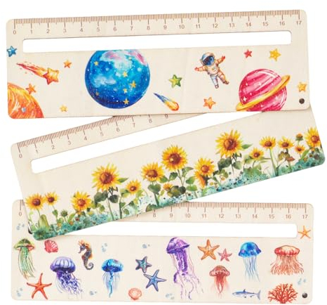 3 Stück Lesezeichen Kinder Lesehilfe Kinder 1 Klasse Lesezeichen Holz Lineal Personalisiert Schulanfang Leselineal,Geeignet Als Schulanfangsgeschenk für Kinder,Um Ihnen Beim Lesen zu Helfen