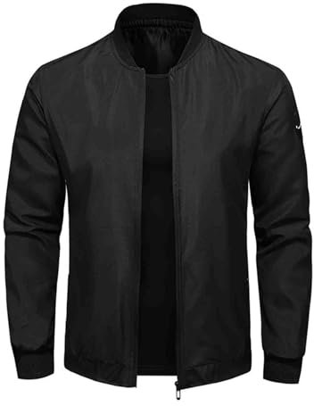 Ewleguzka Lässige Militärjacke für Herren, winddichte Jacken, Outdoor-Ripstop-Utility-Jacken für Herren, langärmelig, Reißverschluss, lässig, gerippt, schmale Passform, leichte Jacke, Schwarz 4, 4XL