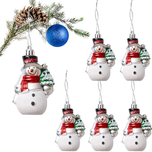 HERZONE 8pcsWeihnachtsbaumanhänger schneemann Anhänger Christbaumschmuck Weihnachten Dekoration Basteln Weihnachten (schneemann(rot Weiss schwarz))