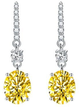 Homxi Ohrringe Hängend Damen Gelb,Kupfer Ohrringe für Damen Ohrhänger 8x10MM Oval mit Zirkonia Ohrhänger Gelb