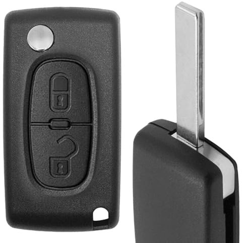GIANTO Cover per Telecomando a 2 Pulsanti compatibile con Peugeot 106, 107, 205, 206, 207, 306, 307, 308, 309, 406, 407, 807 e Citroen C1, C2, C3, C4, C5 con Lama - Guscio Chiave Auto Scocca Ricambio