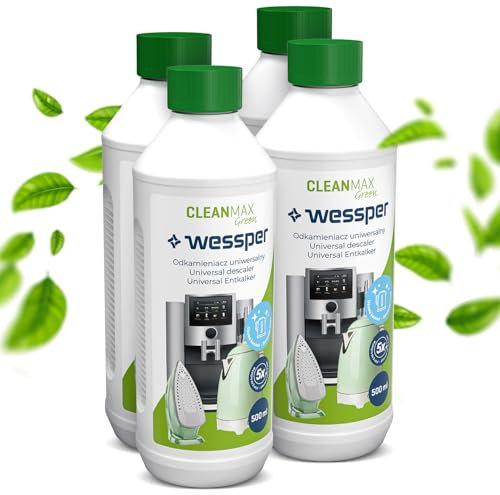 Wessper descalcificador para máquinas de café expreso 4x 500 ml Compatible con Marcas Delonghi, Dolce Gusto, Nespresso, Senseo
