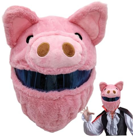 Motorradhelmabdeckung Lustige Motorradhelmabdeckungen, Halloween -Schwein -Plüschhelm -Helm -Deckel Motorrad, dekorative lustige niedliche Cartoon No Blocking Vision Helm Cover, einzige Helmabdeckung