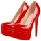 MissHeel Women's Soft Platform Round Toe Stiletto Slip On Super High Heel Sexy Pump Double Platform Court Shoes Red Size 5