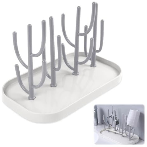 Diffaxy Abtropfgestell für Babyflaschen, Flaschentrockner Ständer mit Abnehmbarer Platte, Multifunktionales Babyflaschen Trockenständer für Flaschen, Schnuller, Becher, Babyflaschen Zubehör (Grau)