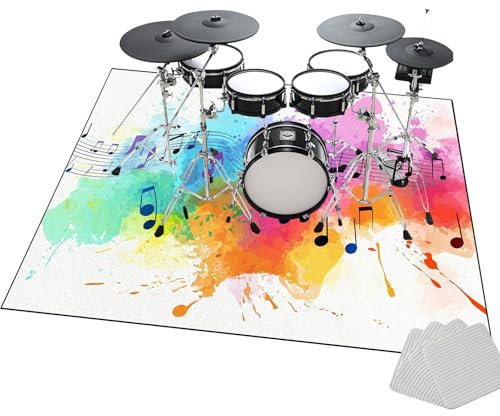 Schalldicht Drum Teppich - Rutschfest Schlagzeug Matte - Trommel Teppich für Bass drum Snare und andere Musikinstrumente - 120 x 70 cm Professionelles rechteckiges Elektronisches Jazz Schlagzeug Kit