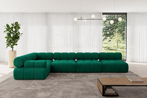ALTDECOR Modulares Sofa Ecksofa in L-Form Corner modular Sofa Eckcouch Couch Wohnlandschaft Cauchsofa Polstersofa Mende-L3-380x190x70 cm Dunkelgrün