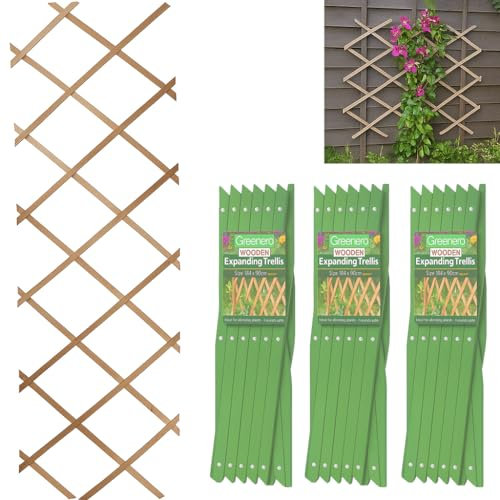 Expandable Wooden Trellis – Pack of 3 (180 × 90 cm) Garden Climbing Support, Garden Wall Trellis for Climbing Plants Wall Decor, Plant Divider, Green