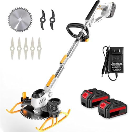 XUXIAO Akku-Unkrautstecher, Elektrischer Sichelrasenmäher, Elektrischer Unkrautschneider Wiederaufladbar 3 in 1, Rasenkantenschneider Mit Einstellbarem Schnittwinkel, Für Terrassen, Rasen Und Gärten