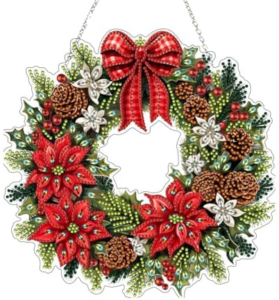 HGSHUO Ghirlanda Decorativa Natale per Porte e Finestre Decorazione Albero di Natale Diamond Painting Ghirlanda Finestre Porta Nodo di Farfalla