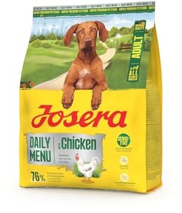 JOSERA Daily Menu Adult mit Huhn (1 x 900g) | Trockenfutter für Sensitive ausgewachsene Hunde | glutenfrei |Leicht verdaulich | Für normal aktive Hunde | Rezeptur ohne Kartoffel| 1er Pack