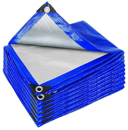 Waterproof Tarpaulin Heavy Duty 150 x 300 cm Heavy Duty, with Eyelets Easy Foldable Ground Tarp Sheet Easy to Wash for Garden Furniture Camping Ground Sheet Truck Cover, Navy Blue