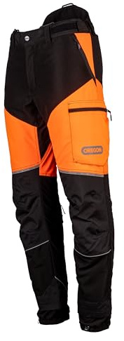 Oregon - Pantalones de Motosierra Protect Pro, EPI Alta Visibilidad, Transpirable, 4 bolsillos, Equipo de Protección Profesional para Motosierra y Tareas Forestales, Naranja/Negro, Talla XL