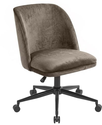 di volio Homeoffice Stuhl Fano, Drehstuhl mit Rollen, gemütlicher Schreibtischstuhl modern für Home Office & Schminktisch (Braun)