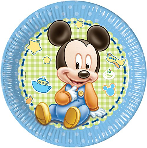 23 cm bébé Mickey Mouse Assiettes, Lot de 8