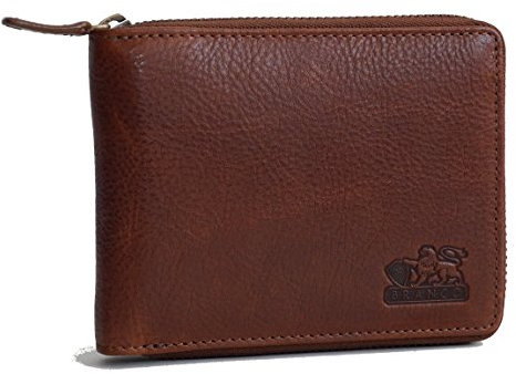 Branco - edle Leder Herren Geldbörse, Portemonnaie, Brieftasche, Börse, Man's Wallet, feinste Qualität - schlank und mit umlaufendem Reißverschluss - präsentiert von ZMOKA® (Braun)