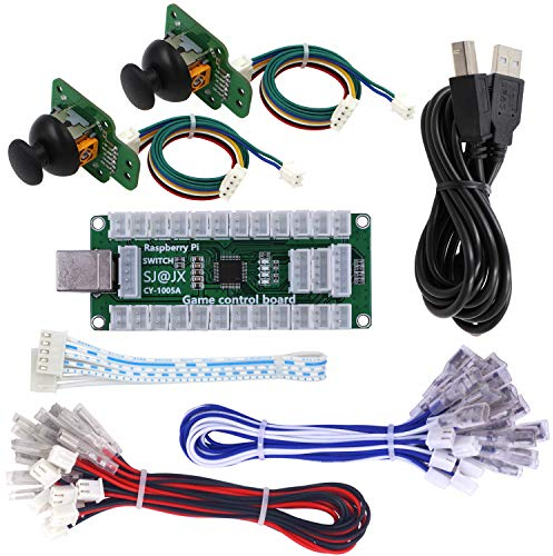 SJ@JX Arcade Game Controller USB Encoder Board Gamepad LED Microswitch Button Analog Joystick Flying stick for Nintendo Switch PC PS3 Retropie Raspberry Pi
