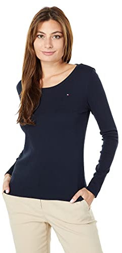 Tommy Hilfiger Women's Long Sleeve Scoop Neck Tee, Sky Captain, M
